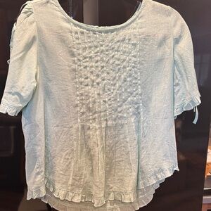 Listicle Soft Blue Blouse with Ruffle Details